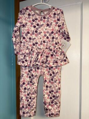 Burt's Bees Floral Peplum Pajama Set - Pink, Purple